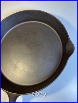 FLAT EXTRA LARGE 13 Antique Cast Iron Skillet Pan Favorite Piqua Ware Ohio FLAT