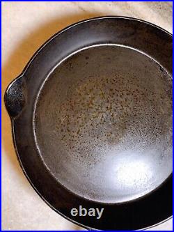 FLAT EXTRA LARGE 13 Antique Cast Iron Skillet Pan Favorite Piqua Ware Ohio FLAT