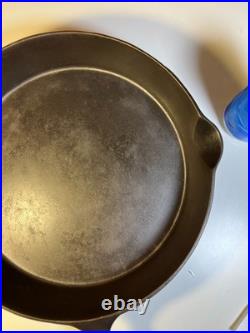 FLAT EXTRA LARGE 13 Antique Cast Iron Skillet Pan Favorite Piqua Ware Ohio FLAT