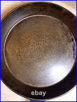 FLAT EXTRA LARGE 13 Antique Cast Iron Skillet Pan Favorite Piqua Ware Ohio FLAT