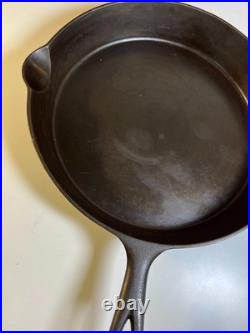 FLAT EXTRA LARGE 13 Antique Cast Iron Skillet Pan Favorite Piqua Ware Ohio FLAT