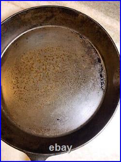 FLAT EXTRA LARGE 13 Antique Cast Iron Skillet Pan Favorite Piqua Ware Ohio FLAT