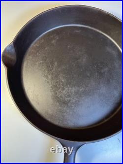 FLAT EXTRA LARGE 13 Antique Cast Iron Skillet Pan Favorite Piqua Ware Ohio FLAT