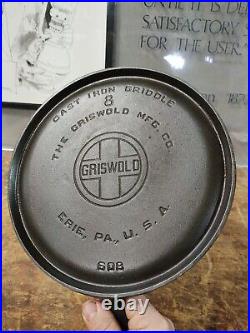 FULLY RESTORED! GRISWOLD #8 LARGE BLOCK LOGO 10 CAST IRON Griddle Flat