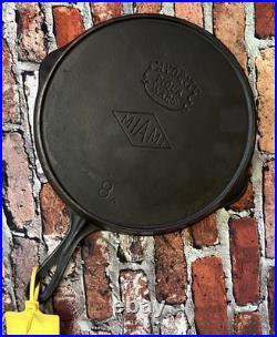 Favorite Piqua Ware #8 Perfect Dual Logo CastIron Skillet HeatRing Restored Flat