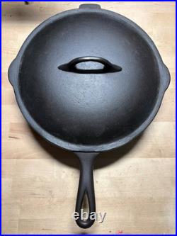 Favorite Piqua Ware Cast Iron Frying Pan Deep Skillet #8 1/2 with Lid Restored