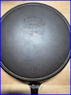 Favorite Piqua Ware Cast Iron Frying Pan Deep Skillet #8 1/2 with Lid Restored