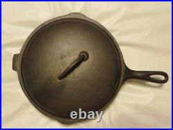 Favorite Piqua Ware SMILEY logo 8-1/2 A Cast Iron Chicken Fryer / Pan withNo 8 Lid