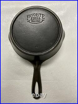 Favorite Piqua Ware Smiley Cast Iron Skillet #4 Circa 1916-1935 (htf)