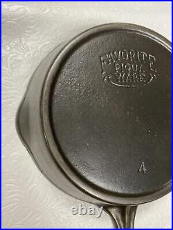 Favorite Piqua Ware Smiley Cast Iron Skillet #4 Circa 1916-1935 (htf)