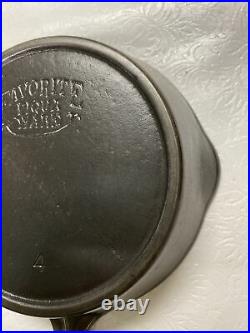 Favorite Piqua Ware Smiley Cast Iron Skillet #4 Circa 1916-1935 (htf)