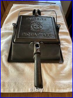 Favorite Piqua Ware Square Cast iron Waffle Iron with High Base Vintage 1920s