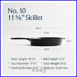 Field Company No. 10 Cast Iron Skillet 11.6 Pre-Seasoned Pan