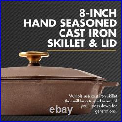 Finex 8 Inch Cast Iron Skillet with Lid Pre-Seasoned Nonstick Heirloom