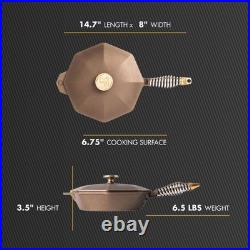 Finex 8 Inch Cast Iron Skillet with Lid Pre-Seasoned Nonstick Heirloom