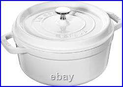 French 4-Qt Cast Iron Dutch Oven Cocotte, White, Serves 3-4 French 4-Qt Cast Iron Dutch Oven Cocotte, White, Serves 3-4