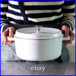 French 4-Qt Cast Iron Dutch Oven Cocotte, White, Serves 3-4