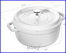 French 4-Qt Cast Iron Dutch Oven Cocotte, White, Serves 3-4