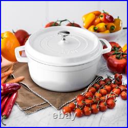French 4-Qt Cast Iron Dutch Oven Cocotte, White, Serves 3-4 French 4-Qt Cast Iron Dutch Oven Cocotte, White, Serves 3-4