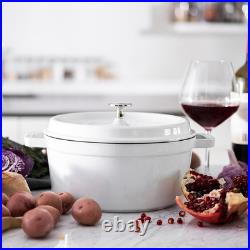 French 4-Qt Cast Iron Dutch Oven Cocotte, White, Serves 3-4
