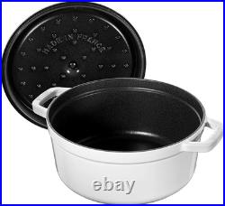 French 4-Qt Cast Iron Dutch Oven Cocotte, White, Serves 3-4
