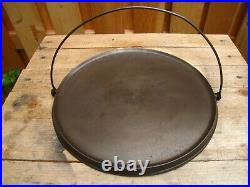 Fully Restored Favorite Piqua Ware # 14 Cast Iron Round Griddle with Bail Handle