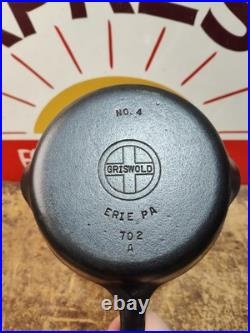 Fully Restored GRISWOLD #4 Cast Iron Skillet Pan Small Logo Seasoned Flat