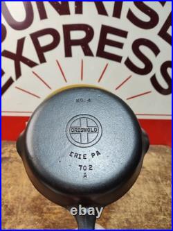 Fully Restored GRISWOLD #4 Cast Iron Skillet Pan Small Logo Seasoned Flat