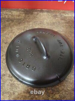 Fully Restored GRISWOLD #8 Cast Iron Dutch Oven Lid Large Logo Seasoned Nice