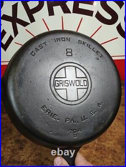 Fully Restored GRISWOLD #8 Cast Iron Skillet Large Logo 704 Seasoned
