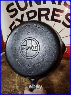 Fully Restored GRISWOLD #8 Cast Iron Skillet Large Logo 704 Seasoned Flat