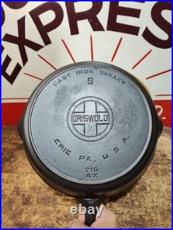 Fully Restored GRISWOLD CAST IRON #9 SKILLET Large Logo 11 Seasoned Flat
