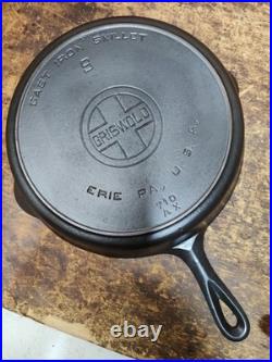 Fully Restored GRISWOLD CAST IRON #9 SKILLET Large Logo 11 Seasoned Flat
