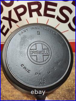 Fully Restored GRISWOLD CAST IRON #9 SKILLET Large Logo 11 Seasoned Flat