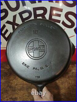 Fully Restored GRISWOLD Cast Iron SKILLET Frying Pan # 10 Large Logo 12