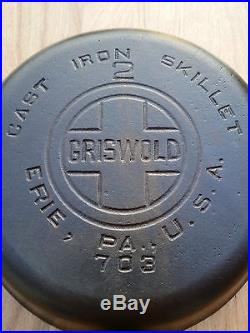Fully Restored Griswold #2 Cast Iron Skillet Large Block Logo Smooth Bottom