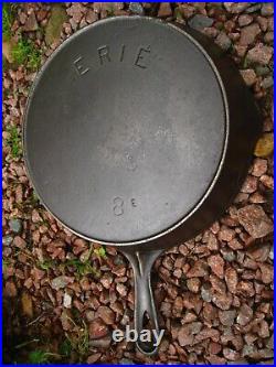 Fully Restored Pre Griswold Erie #8 Cast Iron Skillet with Anchor Maker's Mark