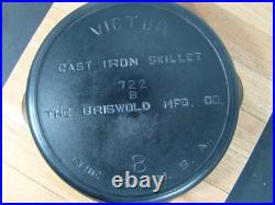 Fully Restored VICTOR GRISWOLD #8 722B Cast Iron Skillet Pan Full Marked Flat