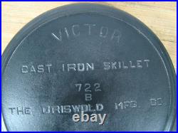 Fully Restored VICTOR GRISWOLD #8 722B Cast Iron Skillet Pan Full Marked Flat