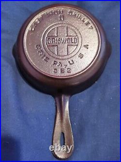 GRISWOLD #0 Cast Iron Skillet 562 Mint Condition Rare Hard To Find Old Handle