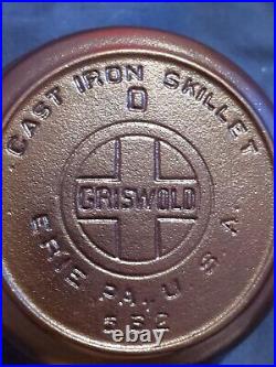 GRISWOLD #0 Cast Iron Skillet 562 Mint Condition Rare Hard To Find Old Handle