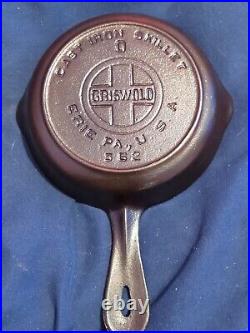 GRISWOLD #0 Cast Iron Skillet 562 Mint Condition Rare Hard To Find Old Handle