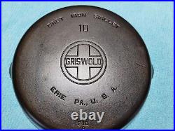 GRISWOLD #10 716A CAST IRON SKILLET-LARGE BLOCK LOGO-NO HEAT RING Restored