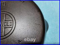 GRISWOLD #10 716A CAST IRON SKILLET-LARGE BLOCK LOGO-NO HEAT RING Restored