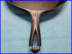 GRISWOLD #10 716A CAST IRON SKILLET-LARGE BLOCK LOGO-NO HEAT RING Restored