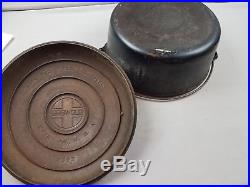 GRISWOLD #10 835 B CAST IRON TITE-TOP DUTCH OVEN With 2553 A LID
