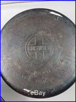GRISWOLD #10 835 B CAST IRON TITE-TOP DUTCH OVEN With 2553 A LID