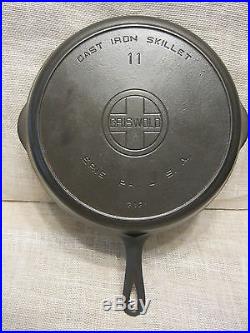 GRISWOLD #11 CAST IRON SKILLET #717 LARGE BLOCK LOGO WithHEAT RING