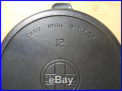GRISWOLD #12 SKILLET -Large Logo -Heat Ring -Black Cast Iron