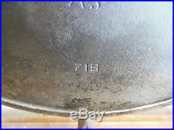 GRISWOLD #14 ERIE PA 718 BIG DADDY CAST IRON SKILLET With HEAT RING & BLOCK LOGO
